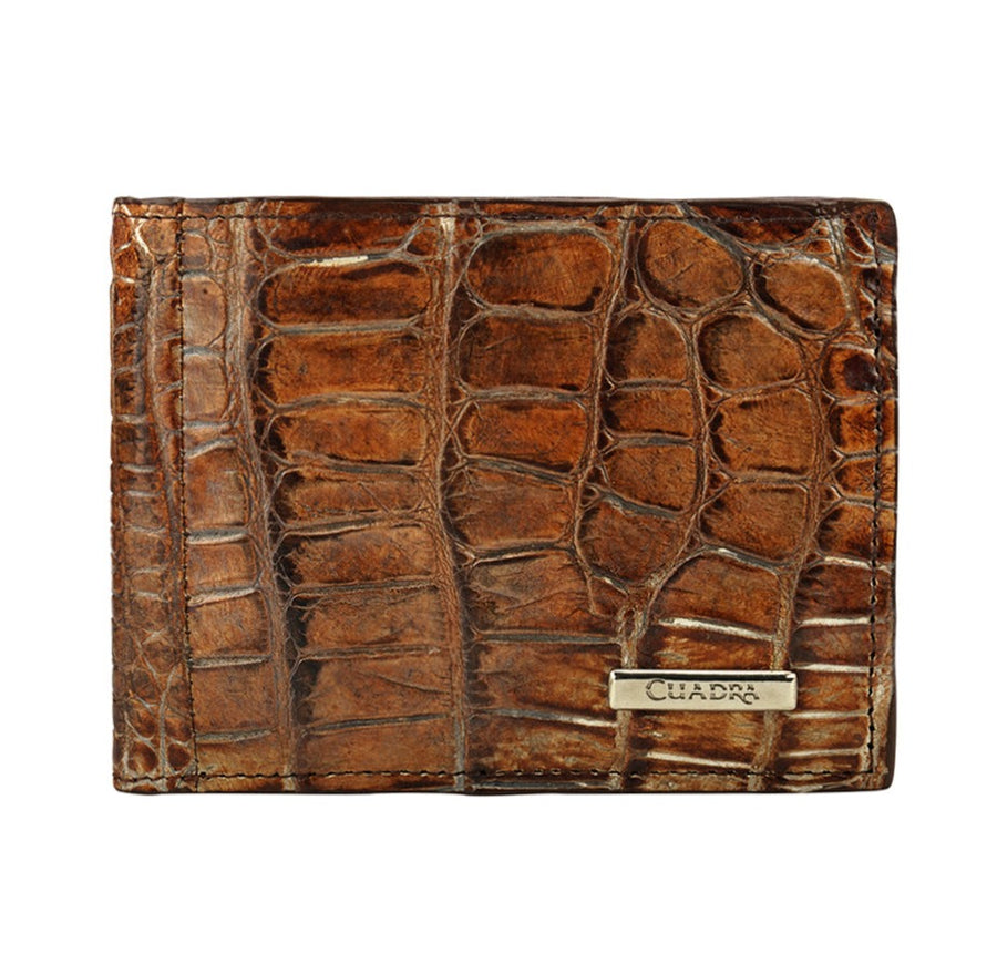 Cuadra handmade men's brown alligator wallet