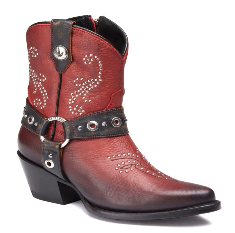 Modern Azalea Red Storm Mezcalero Handmade Cowboy Western Leather Boots for Women in Canada