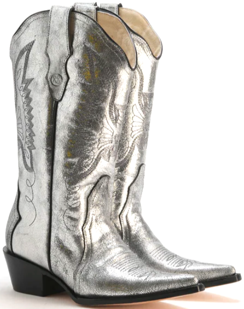 Fashion Women's Silver Western Cowboy Boots by Montserrat Messeguer in Vancouver & Canada