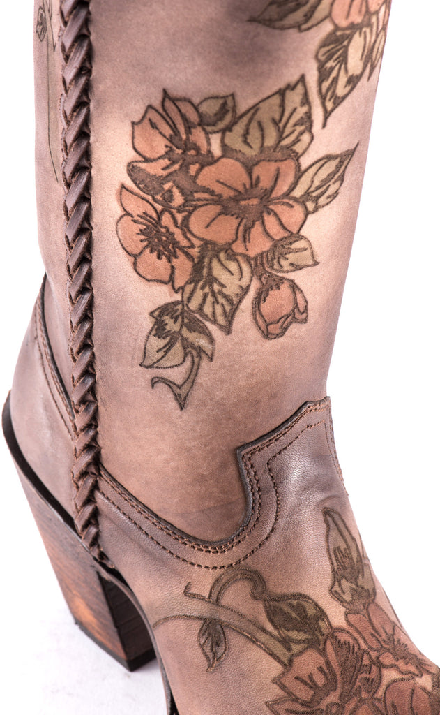 Cuadra handmade women s western cowgirl floral leather boots