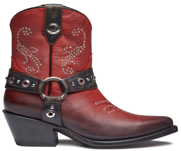 Modern Azalea Red Storm Mezcalero Handmade Cowboy Western Leather Boots for Women in Canada