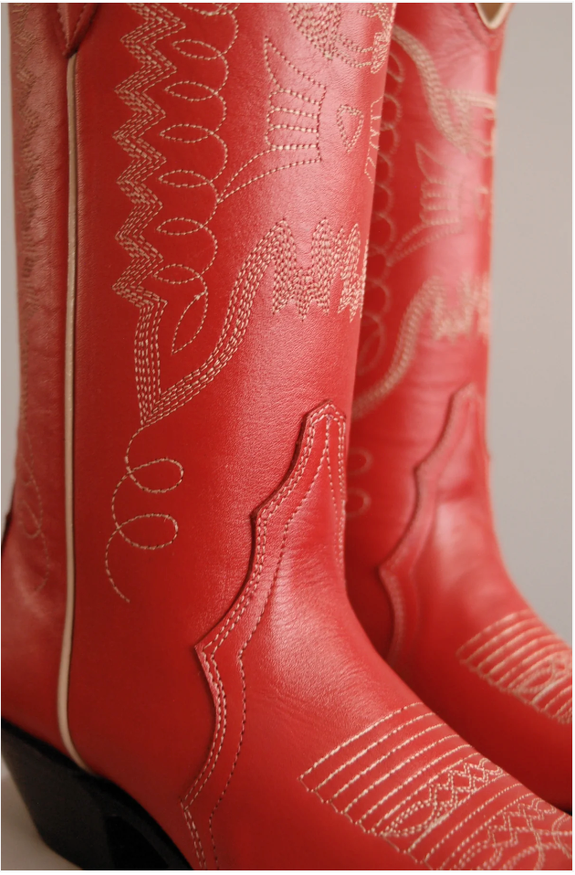 Stylish handmade women s red western cowboy boots Mexiko Leather Artistry